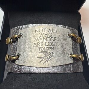 Leather Cuff Bracelet With Tolkien Quote
